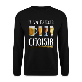 Bières Il va falloir choisir - Sweat-shirt Unisexe - noir - Devant - Alina (178cm) & Michal (187cm)
