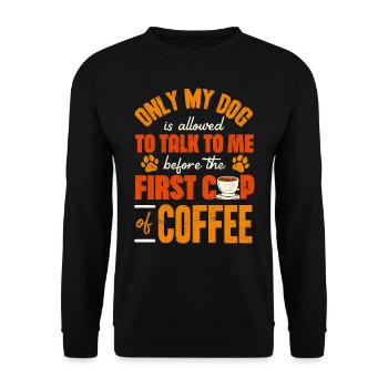 Café et CHIENS, Propriétaire de chien, Accro au café - Sweat-shirt Unisexe - noir - Devant - Alina (178cm) & Michal (187cm)