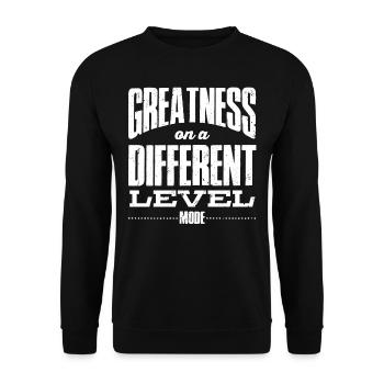 GOD MODE, Größe Auf Einer Anderen Ebene - Unisex Pullover - Schwarz - Vorne - Alina (178cm) & Michal (187cm)