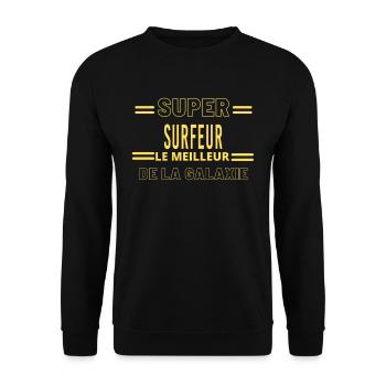 Meilleur de la galaxie SURFEUR - Sweat-shirt Unisexe - noir - Devant - Alina (178cm) & Michal (187cm)