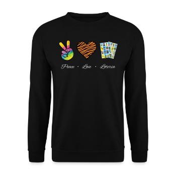 Mexikanisches Bingo, Mexiko-Bingo-Spieler - Unisex Pullover - Schwarz - Vorne - Alina (178cm) & Michal (187cm)