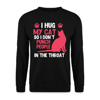 Ich Umarme Meine Katze, Damit Ich Keine Leute - Unisex Pullover - Schwarz - Vorne - Alina (178cm) & Michal (187cm)