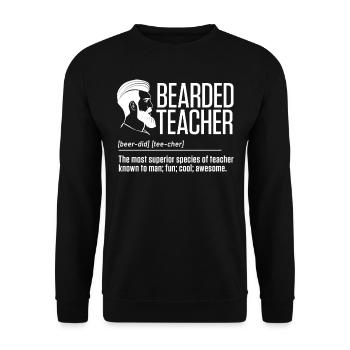 Bearded Teacher Who Teaches School Life - Unisex Sweatshirt - black - Front - Alina (178cm) & Michal (187cm)