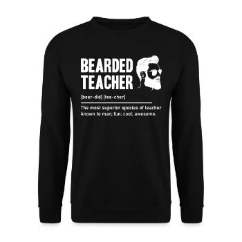 Bearded Teacher Who Teaches School Life - Unisex Sweatshirt - black - Front - Alina (178cm) & Michal (187cm)