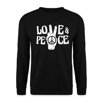 Love and Peace - Unisex Sweatshirt - black - Front - Alina (178cm) & Michal (187cm)