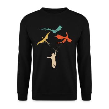 Lustiger Trendiger Kleiner Junge Mit Drachen - Unisex Pullover - Schwarz - Vorne - Alina (178cm) & Michal (187cm)