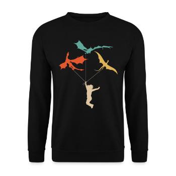 Lustiges Trendiges Kleines Mädchen Mit Drachen - Unisex Pullover - Schwarz - Vorne - Alina (178cm) & Michal (187cm)