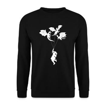 Lustiges Trendiges Kleines Mädchen Mit Drachen - Unisex Pullover - Schwarz - Vorne - Alina (178cm) & Michal (187cm)