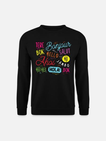 Hallo Welt In Verschiedenen Sprachen - Unisex Pullover - Schwarz