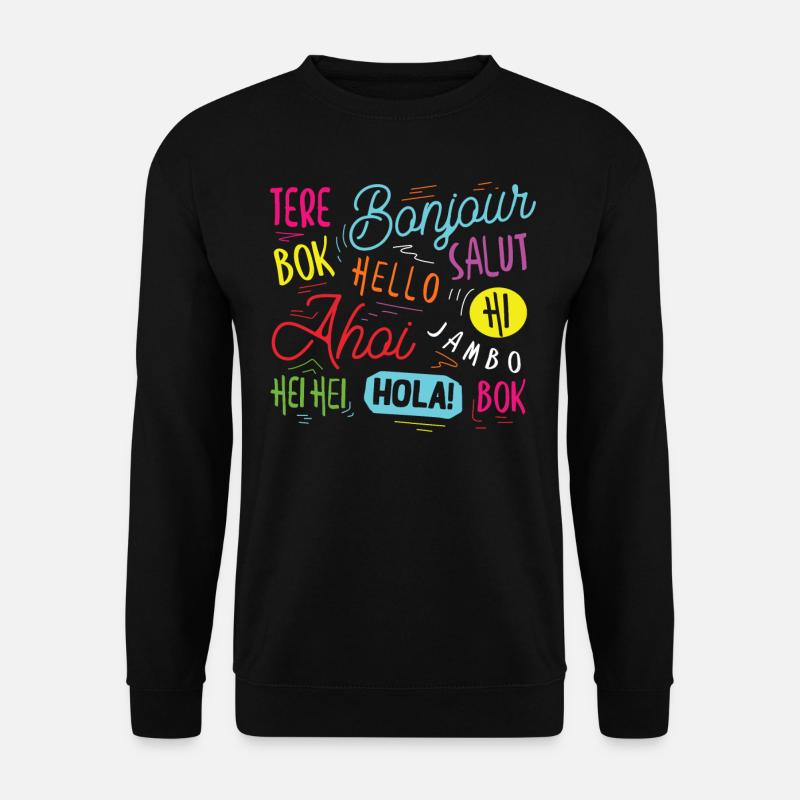 Hallo Welt In Verschiedenen Sprachen - Unisex Pullover - Schwarz