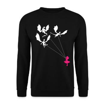 Drôle de petite fille branchée avec dragon - Sweat-shirt Unisexe - noir - Devant - Alina (178cm) & Michal (187cm)