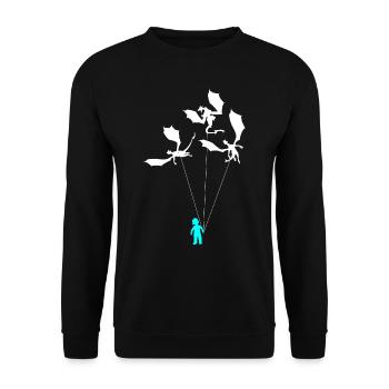 Lustiger Trendiger Kleiner Junge Mit Drachen - Unisex Pullover - Schwarz - Vorne - Alina (178cm) & Michal (187cm)