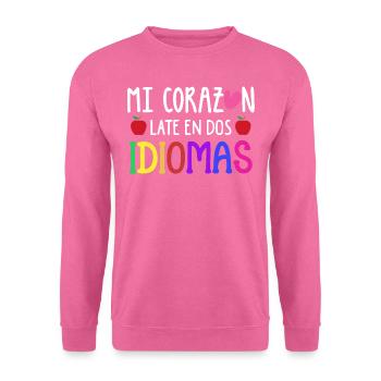 Myheart Schlägt In 2 Sprachen, Zweisprachig - Unisex Pullover - Pink - Vorne