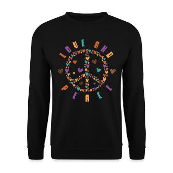 Frieden Und Liebe, Hippie -Stil - Unisex Pullover - Schwarz - Vorne - Alina (178cm) & Michal (187cm)