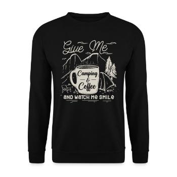 Camping et café, amateurs de plein air - Sweat-shirt Unisexe - noir - Devant - Alina (178cm) & Michal (187cm)
