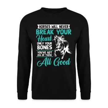 Les chevaux ne vous briseront jamais le cœur - Sweat-shirt Unisexe - noir - Devant - Alina (178cm) & Michal (187cm)