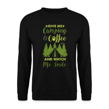 Camping et café, amateurs de plein air - Sweat-shirt Unisexe - noir - Devant - Alina (178cm) & Michal (187cm)