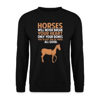 Les chevaux ne vous briseront jamais le cœur - Sweat-shirt Unisexe - noir - Devant - Alina (178cm) & Michal (187cm)
