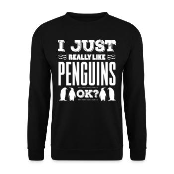 I just like penguins, OK? Penguin - Unisex Sweatshirt - black - Front - Alina (178cm) & Michal (187cm)
