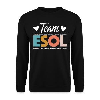ESOL Teacher Crew Squad Arc-en-ciel Retour à l’école - Sweat-shirt Unisexe - noir - Devant - Alina (178cm) & Michal (187cm)