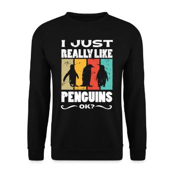 I just like penguins, OK? Penguin - Unisex Sweatshirt - black - Front - Alina (178cm) & Michal (187cm)