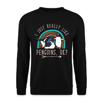 Ich Mag Pinguine Wirklich, Ok? Pinguin-Liebhaber - Unisex Pullover - Schwarz - Vorne - Alina (178cm) & Michal (187cm)