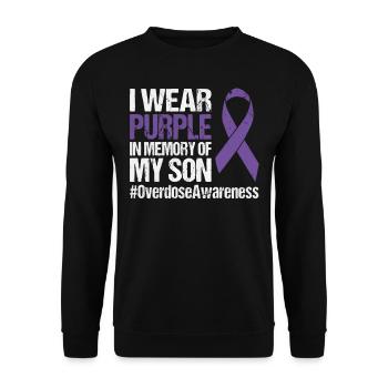 Purple en mémoire de mon fils surdose de drogue - Sweat-shirt Unisexe - noir - Devant - Alina (178cm) & Michal (187cm)
