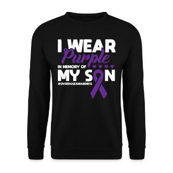 Purple en mémoire de mon fils surdose de drogue - Sweat-shirt Unisexe - noir - Devant - Alina (178cm) & Michal (187cm)