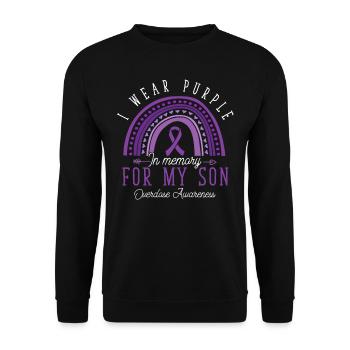 Purple en mémoire de mon fils surdose de drogue - Sweat-shirt Unisexe - noir - Devant - Alina (178cm) & Michal (187cm)
