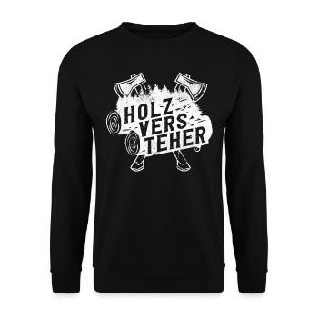 Holzversteher, Waldarbeiter, Holzfäller - Unisex Pullover - Schwarz - Vorne - Alina (178cm) & Michal (187cm)