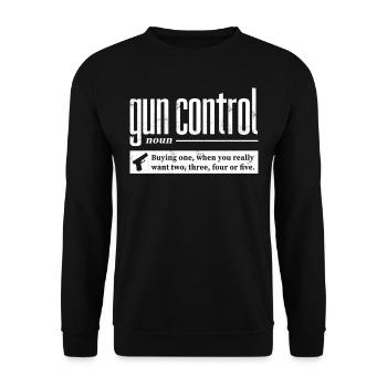 Waffenkontrolle, Waffenbesitzer, Waffenliebhaber - Unisex Pullover - Schwarz - Vorne - Alina (178cm) & Michal (187cm)