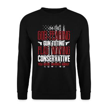 American, God Fear, Flag Wehne Conservative - Unisex Sweatshirt - black - Front - Alina (178cm) & Michal (187cm)