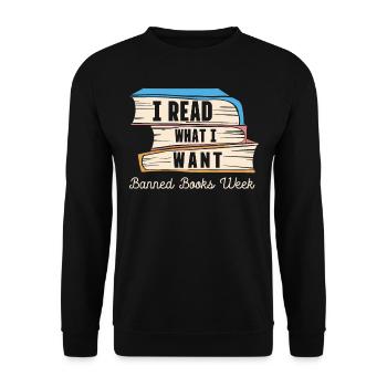 Ich Lese, Was Ich Will, Banned Books Week - Unisex Pullover - Schwarz - Vorne - Alina (178cm) & Michal (187cm)