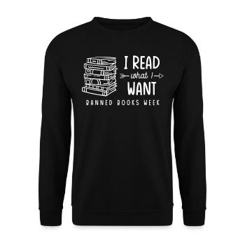 Ich Lese, Was Ich Will, Banned Books Week - Unisex Pullover - Schwarz - Vorne - Alina (178cm) & Michal (187cm)