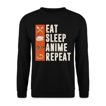 Sleep Anime Repeat - Unisex Sweatshirt - black - Front - Alina (178cm) & Michal (187cm)