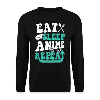 Sleep Anime Repeat - Unisex Sweatshirt - black - Front - Alina (178cm) & Michal (187cm)