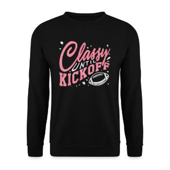 Footballeuse féminine, classique jusqu’au coup d’envoi - Sweat-shirt Unisexe - noir - Devant - Alina (178cm) & Michal (187cm)
