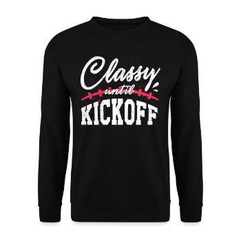 Footballeuse féminine, classique jusqu’au coup d’envoi - Sweat-shirt Unisexe - noir - Devant - Alina (178cm) & Michal (187cm)