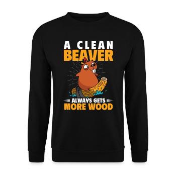 Ein Sauberer Biber Bekommt Immer Mehr Holz - Unisex Pullover - Schwarz - Vorne - Alina (178cm) & Michal (187cm)