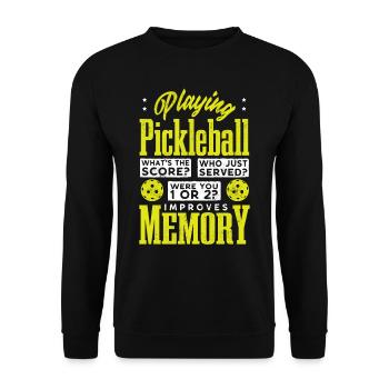 Jouer au pickleball améliore la mémoire - Sweat-shirt Unisexe - noir - Devant - Alina (178cm) & Michal (187cm)