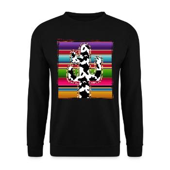 Westliche Kuhkaktus - Unisex Pullover - Schwarz - Vorne - Alina (178cm) & Michal (187cm)