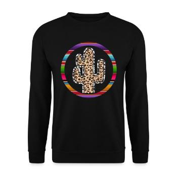 Westliche Kuhkaktus - Unisex Pullover - Schwarz - Vorne - Alina (178cm) & Michal (187cm)