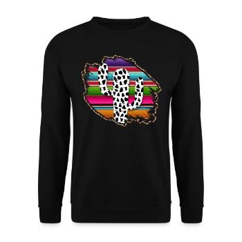 Westliche Kuhkaktus - Unisex Pullover - Schwarz - Vorne - Alina (178cm) & Michal (187cm)