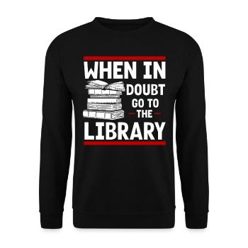 Bibliothek Bibliothekar, - Unisex Pullover - Schwarz - Vorne - Alina (178cm) & Michal (187cm)