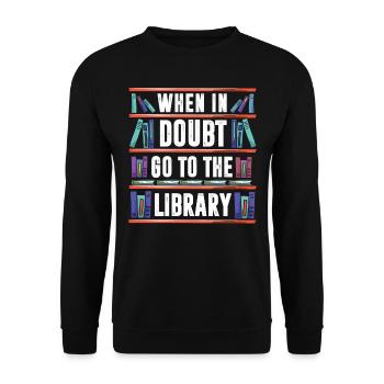 Bibliothek Bibliothekar, - Unisex Pullover - Schwarz - Vorne - Alina (178cm) & Michal (187cm)