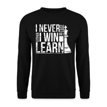 Chess player, I never lose, Chess - Unisex Sweatshirt - black - Front - Alina (178cm) & Michal (187cm)