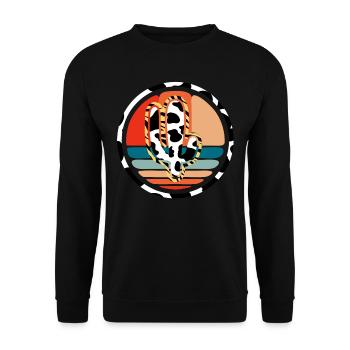 Westliche Kuhkaktus - Unisex Pullover - Schwarz - Vorne - Alina (178cm) & Michal (187cm)