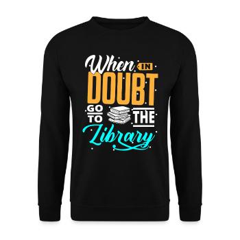 Bibliothek Bibliothekar, - Unisex Pullover - Schwarz - Vorne - Alina (178cm) & Michal (187cm)