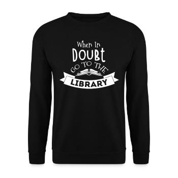 Bibliothek Bibliothekar, - Unisex Pullover - Schwarz - Vorne - Alina (178cm) & Michal (187cm)