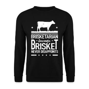 poitrine, poitrine, viande fumée, barbecue - Sweat-shirt Unisexe - noir - Devant - Alina (178cm) & Michal (187cm)
